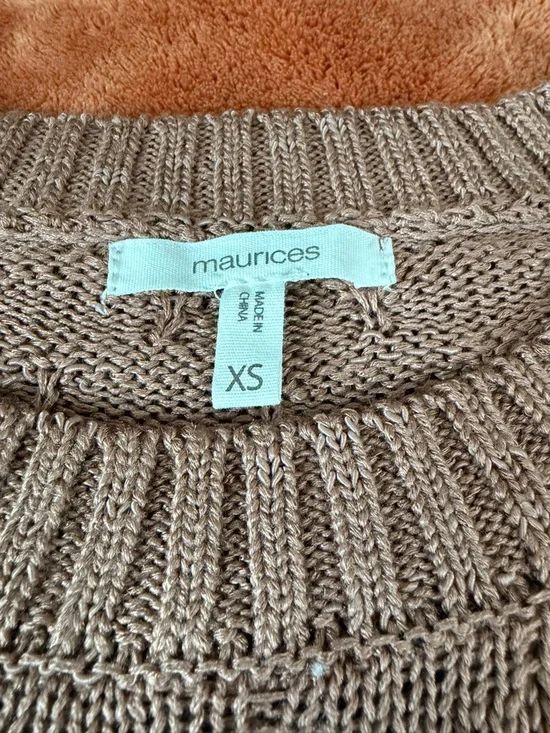 Maurices Taupe Pointelle Crewneck Sweater - Picture 2 of 3